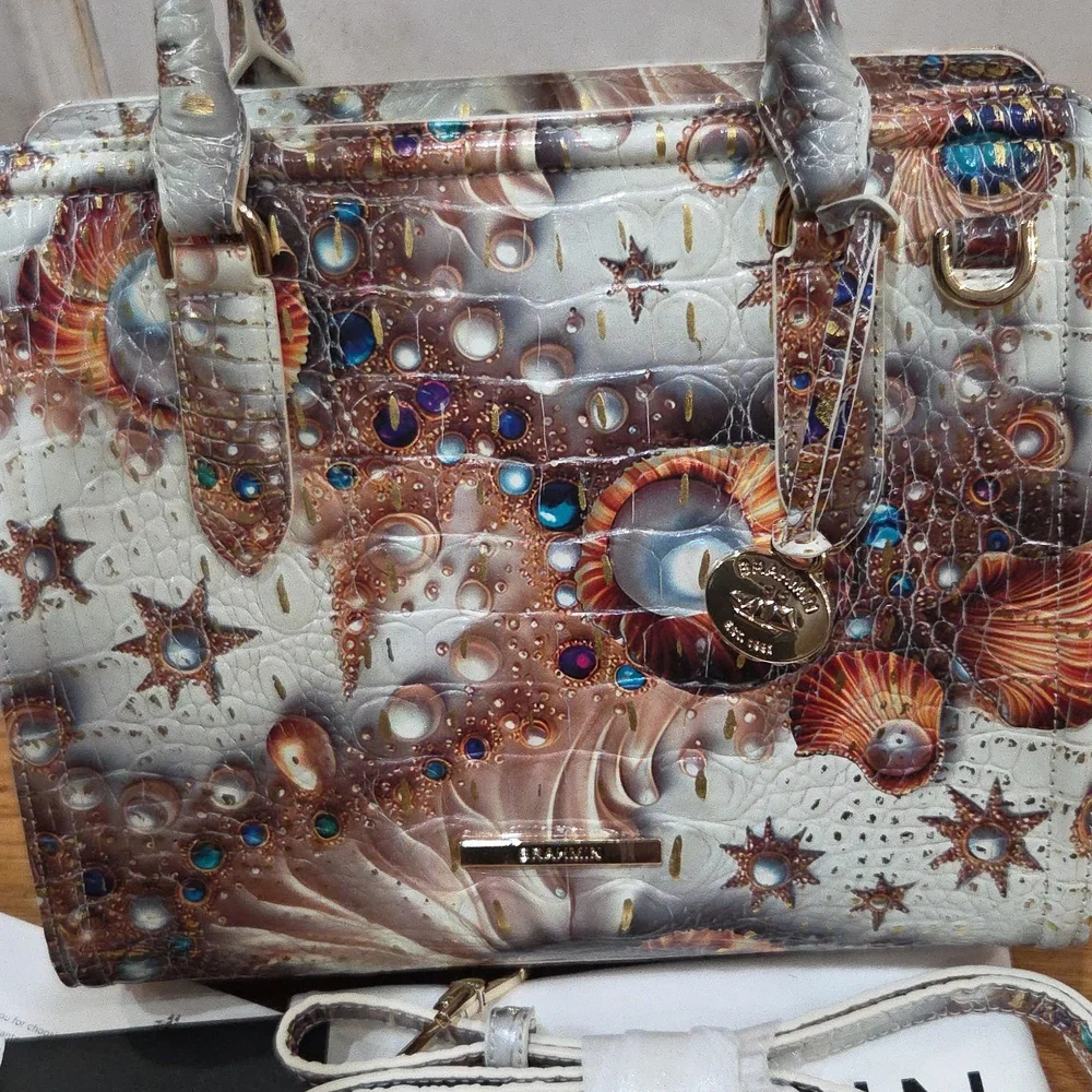 💛▪️Brahmin ▪️Cami Sea Jewel Melbourne Leather Satchel Shoulder Bag - Picture 12 of 14